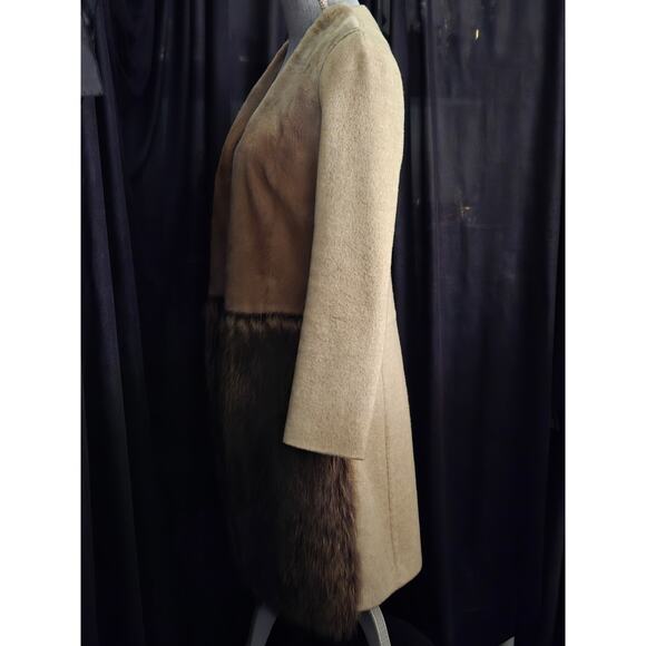Vintage AGNONA Italian Brown Fur Cashmere Coat, Size 38, US 4 Small - Picture 7 of 10